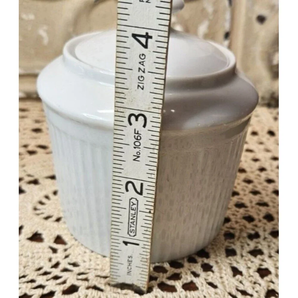 Lot of 3 Unique Varieties of Gibson Housewares White Vanity Jars w/ Lids